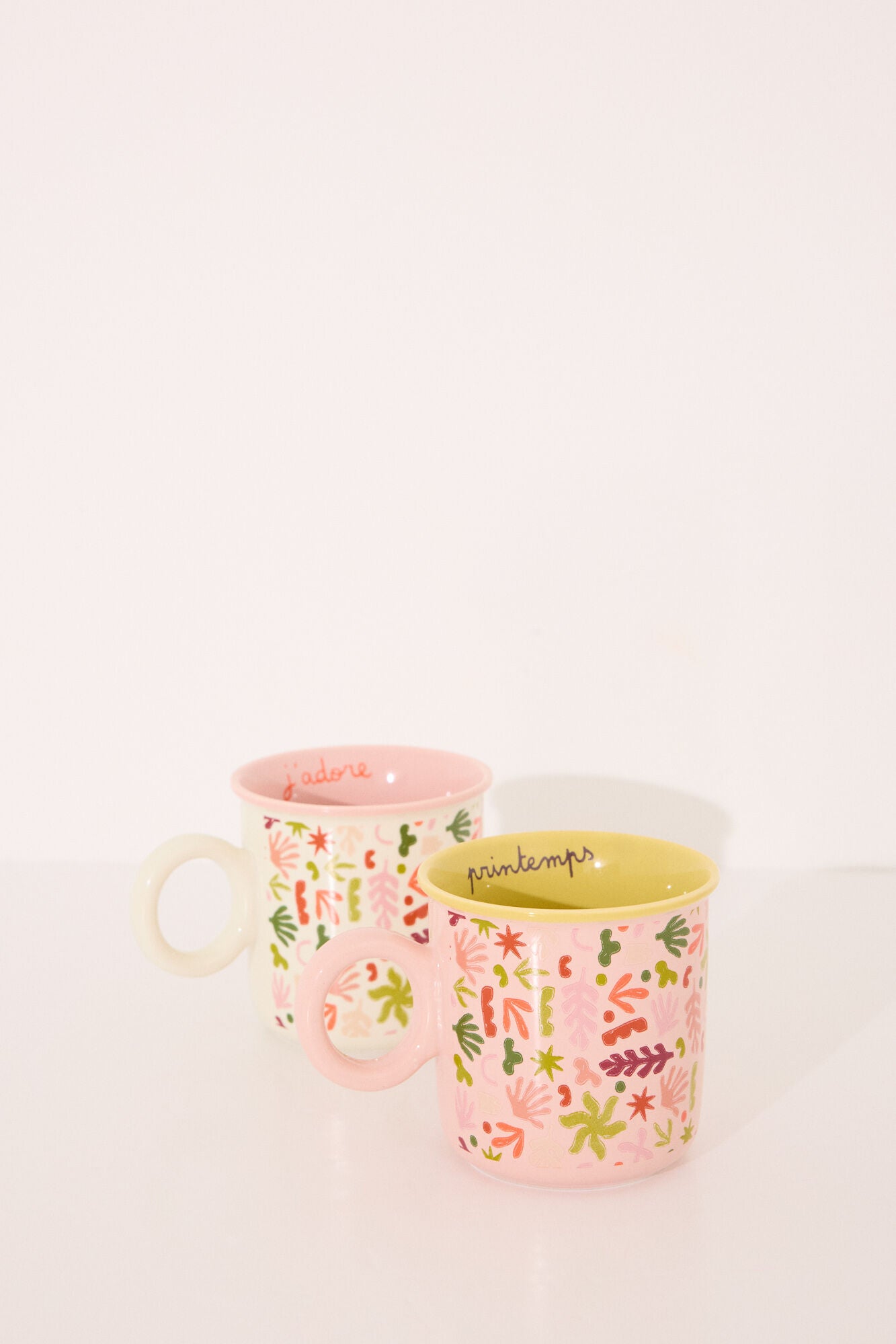 Set of 2 multicoloured ceramic cups