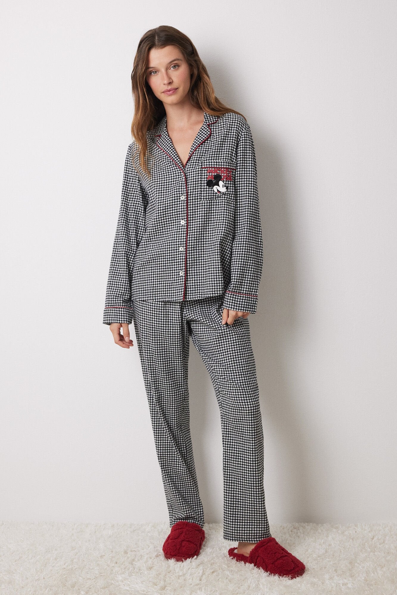 Mickey Mouse Long Plaid Shirt Pyjamas