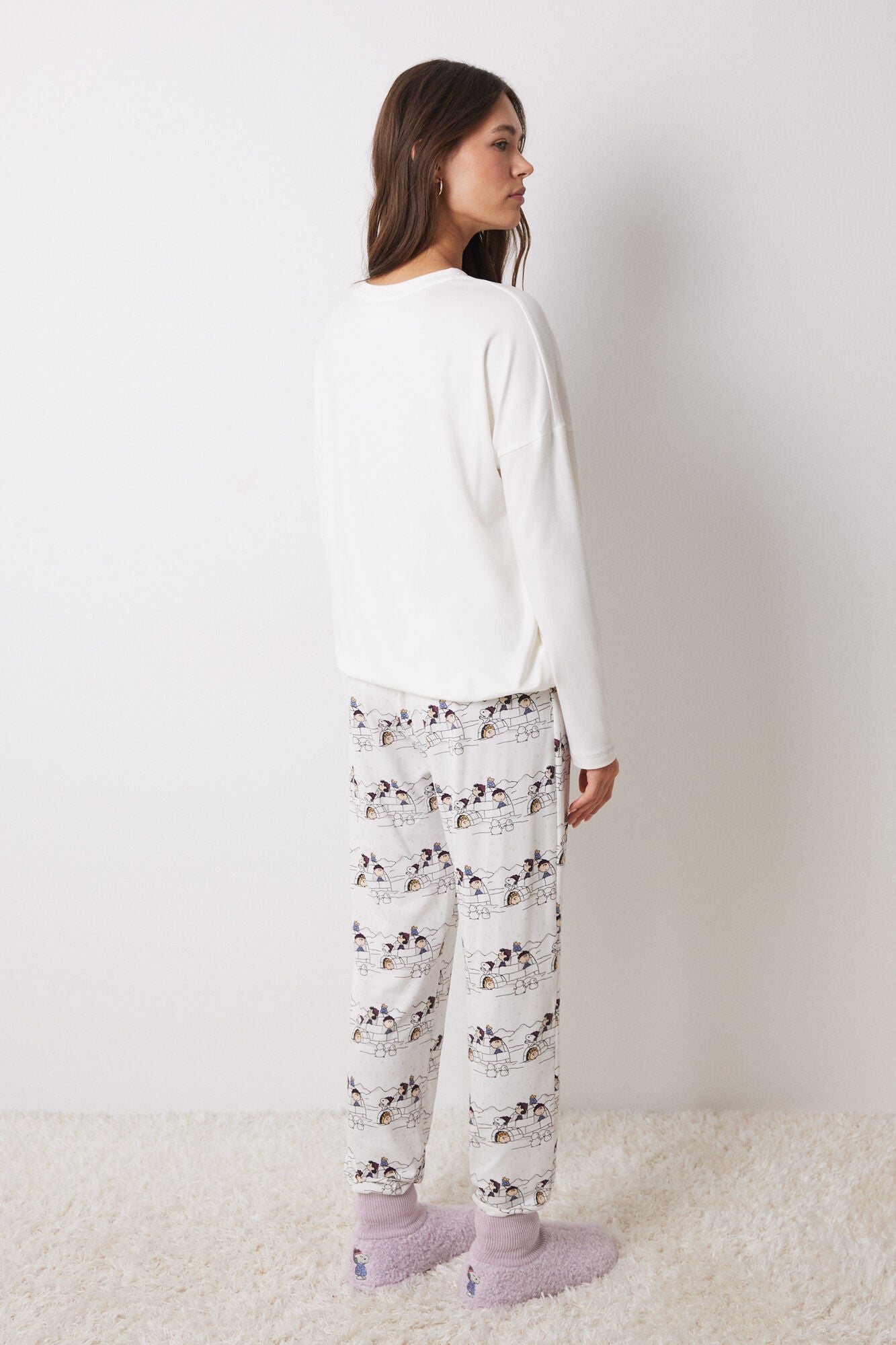 Snoopy long jersey-knit pajamas