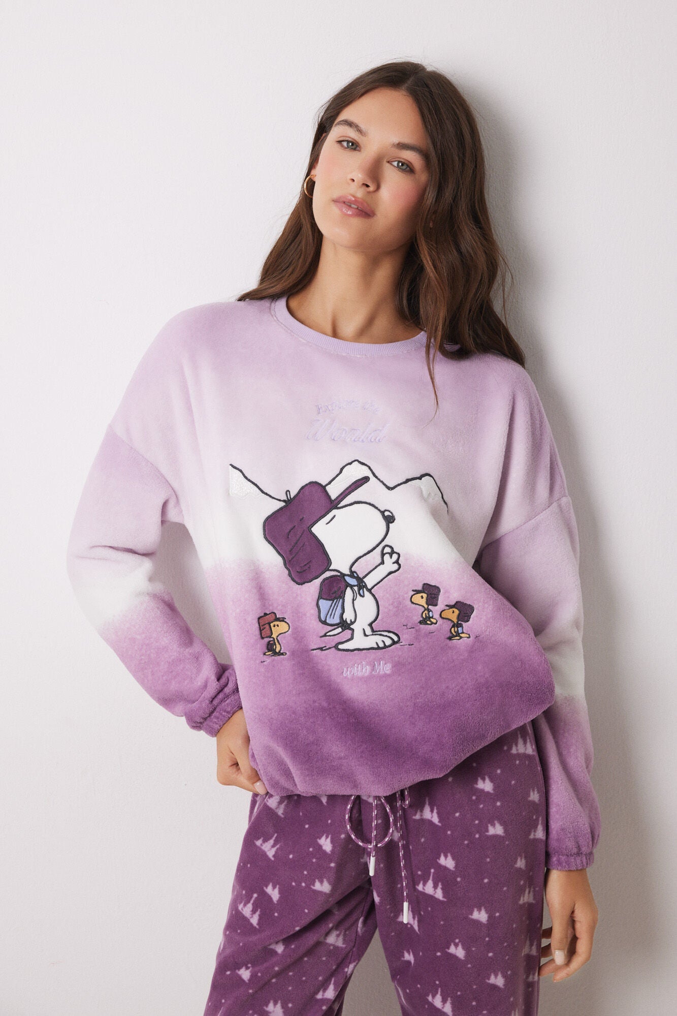 Snoopy gradient velvet long pajamas