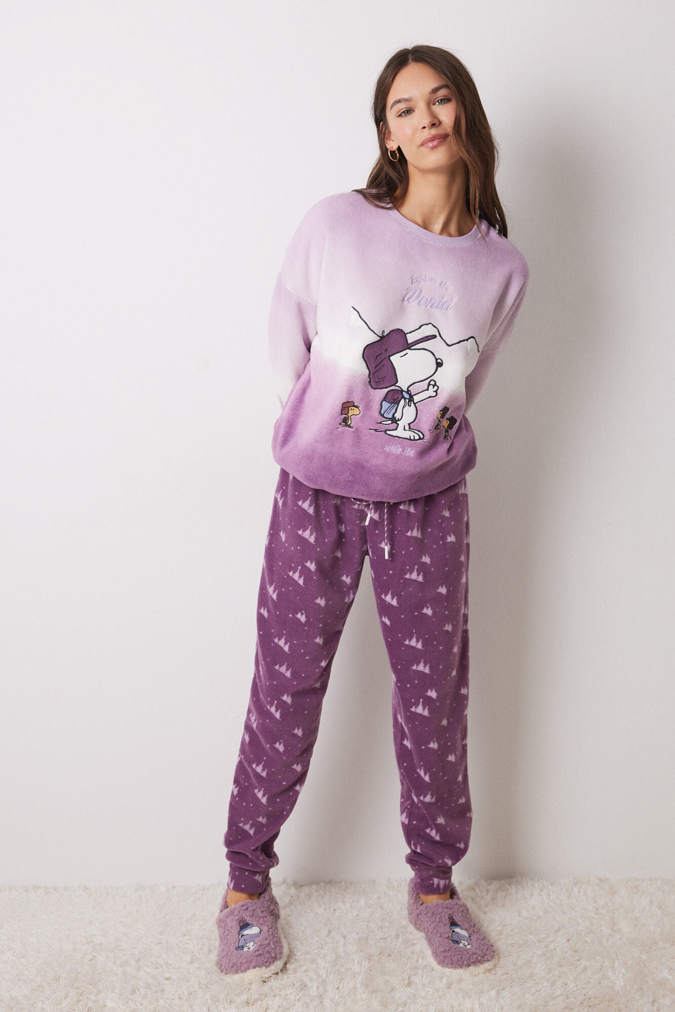 Snoopy gradient velvet long pajamas