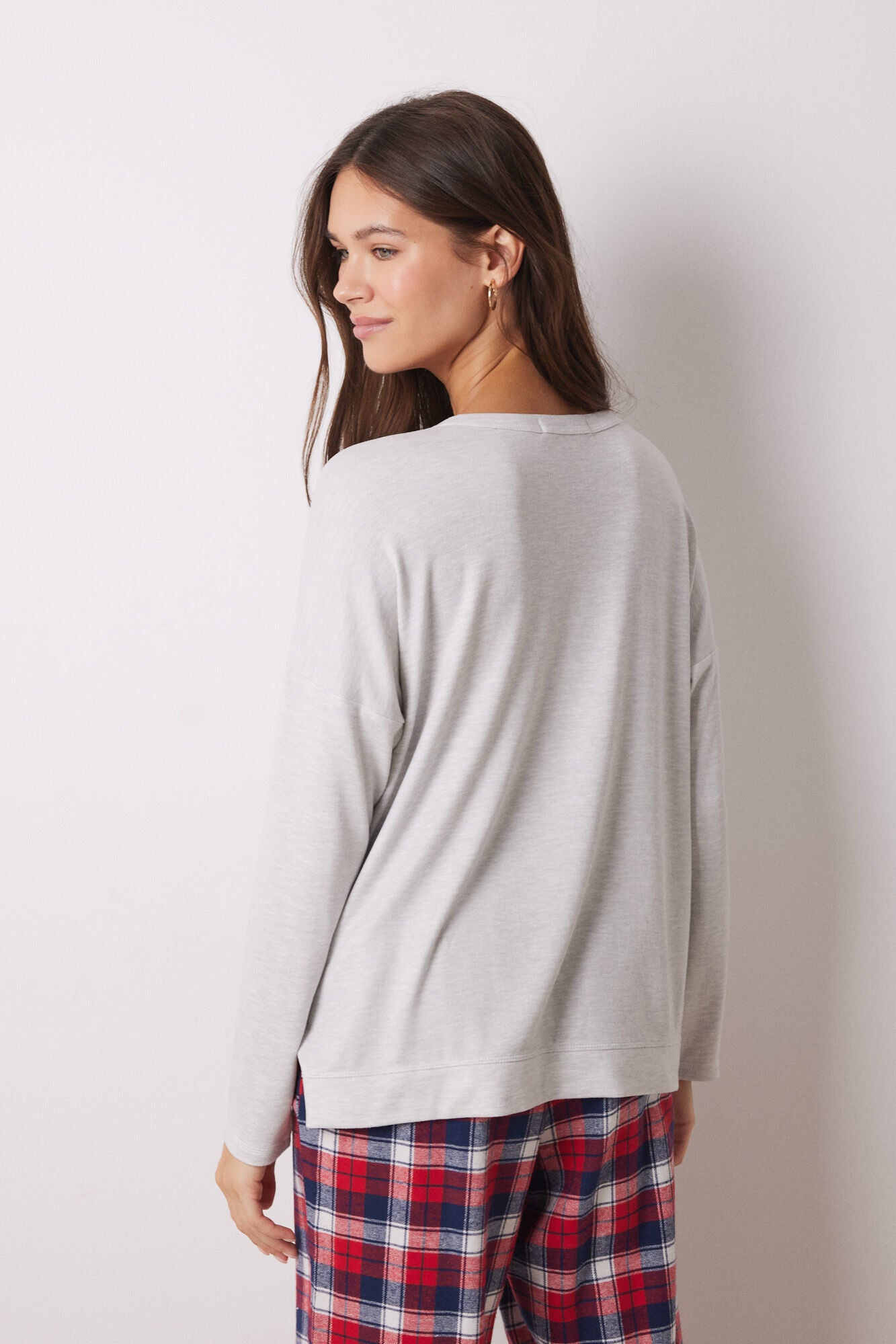 Grey long sleeve cotton t-shirt