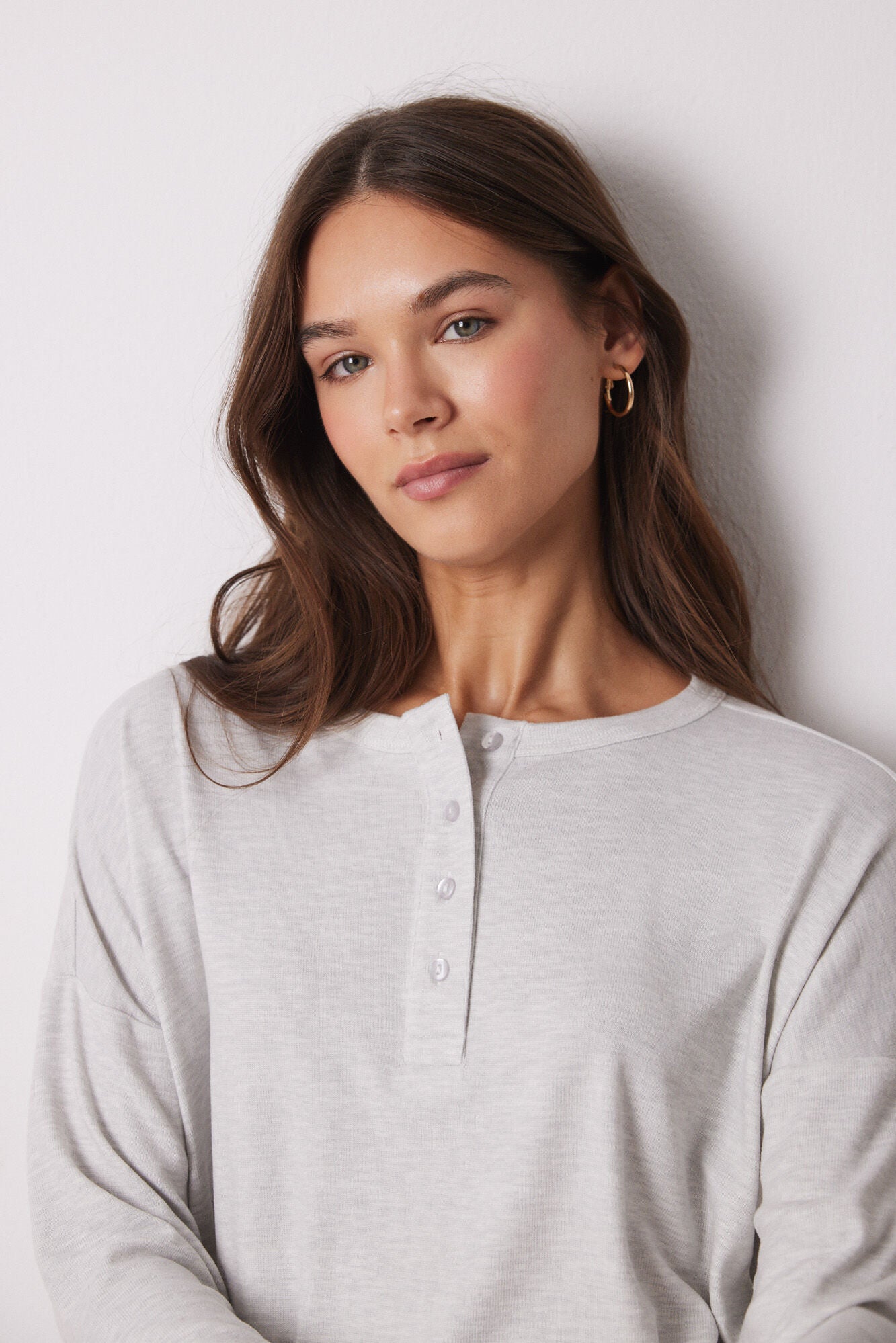 Grey long sleeve cotton t-shirt