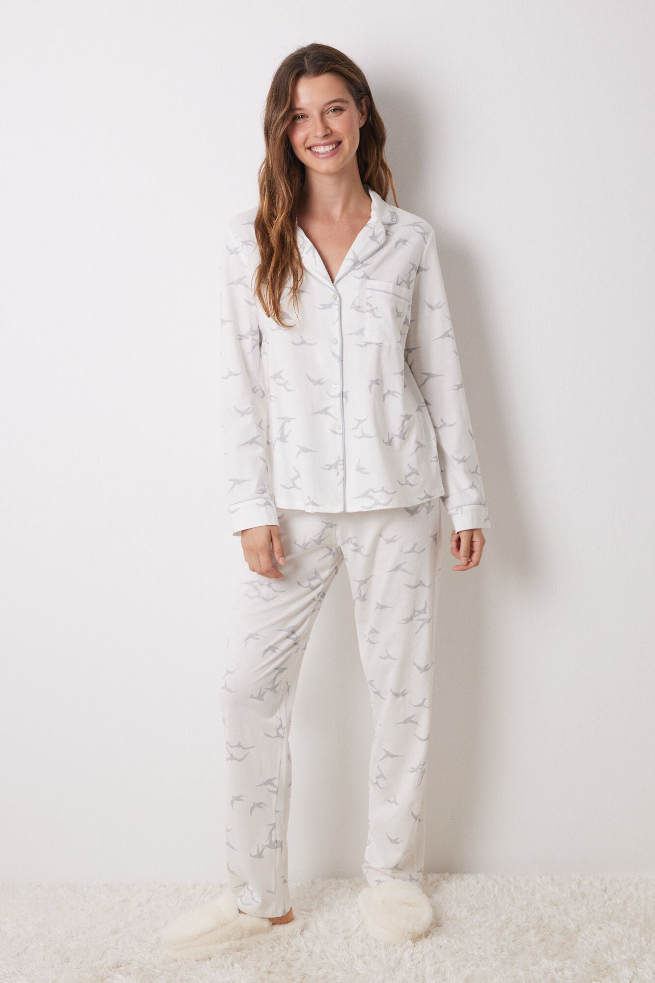 100% cotton bird shirt pajamas