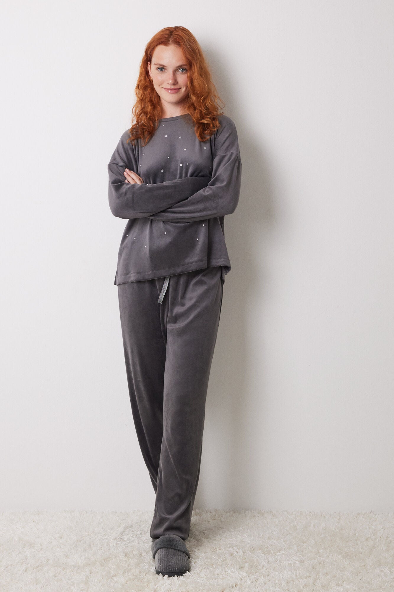 Long black velour pajamas