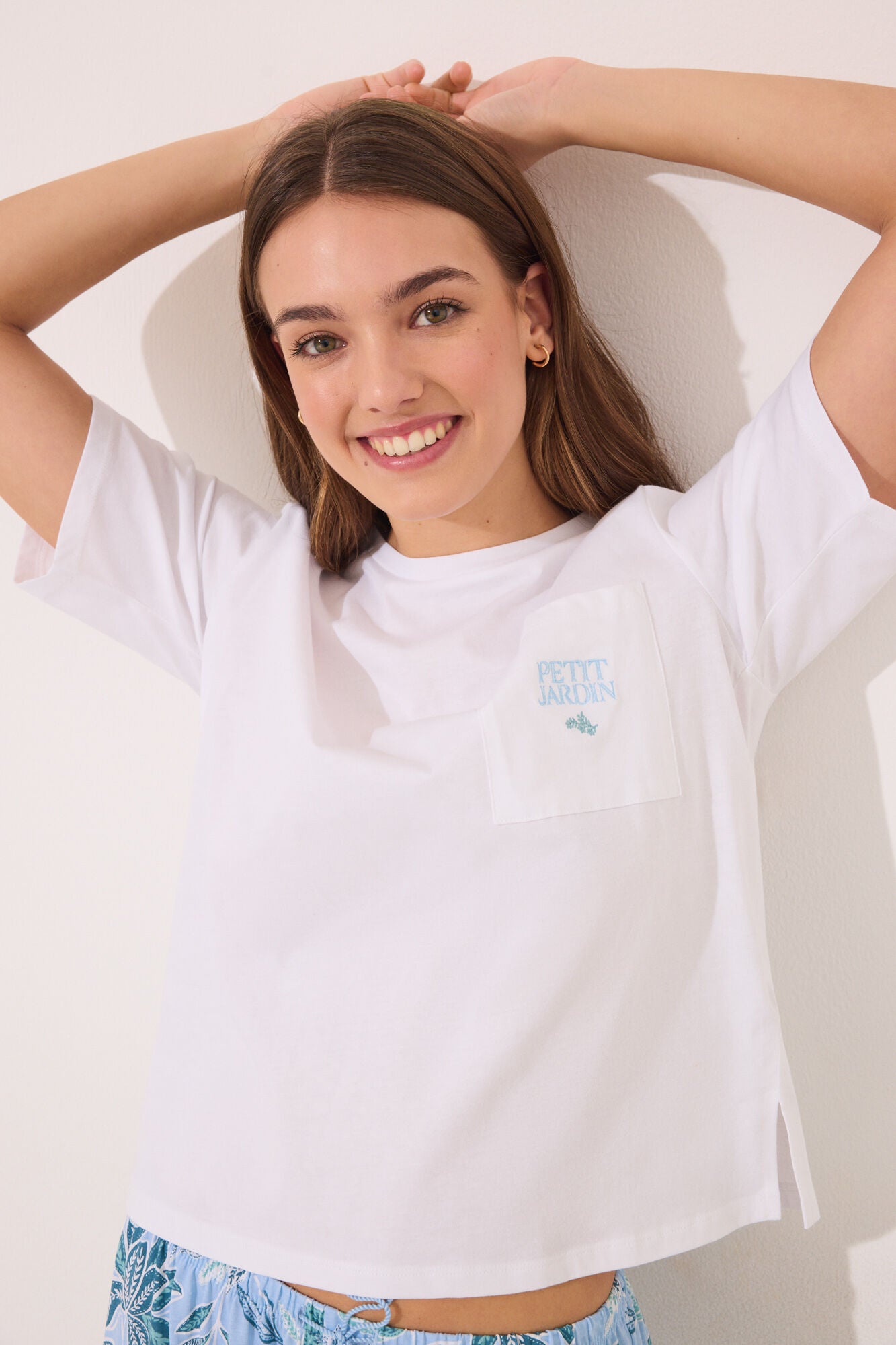 Capri pyjamas 100% cotton with floral print