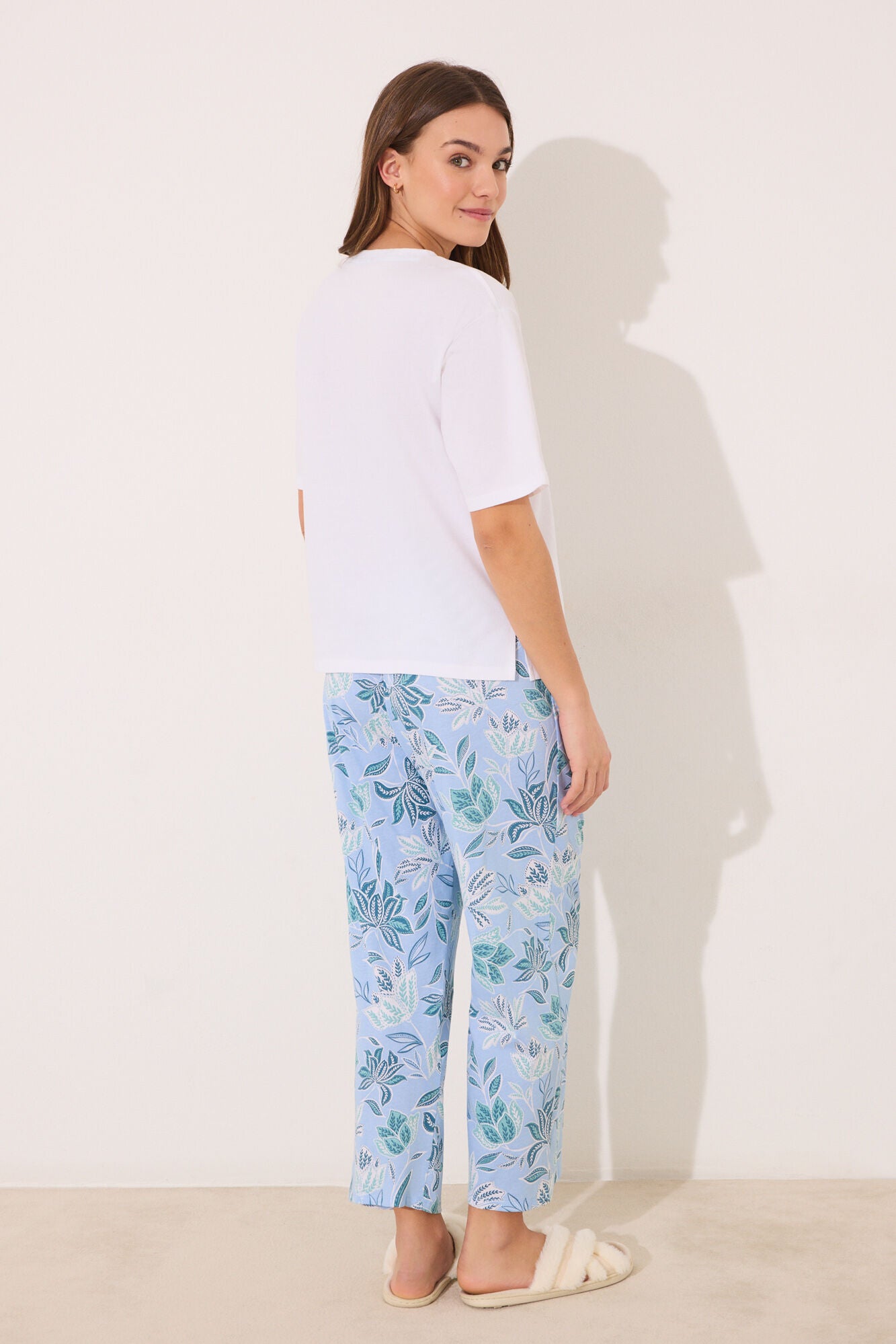 Capri pyjamas 100% cotton with floral print