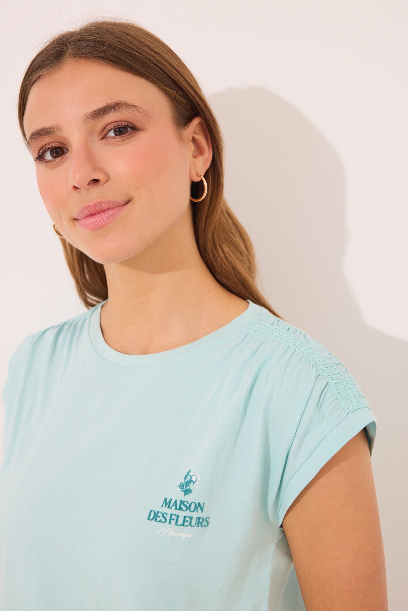 Short pyjamas 100% cotton green flowers