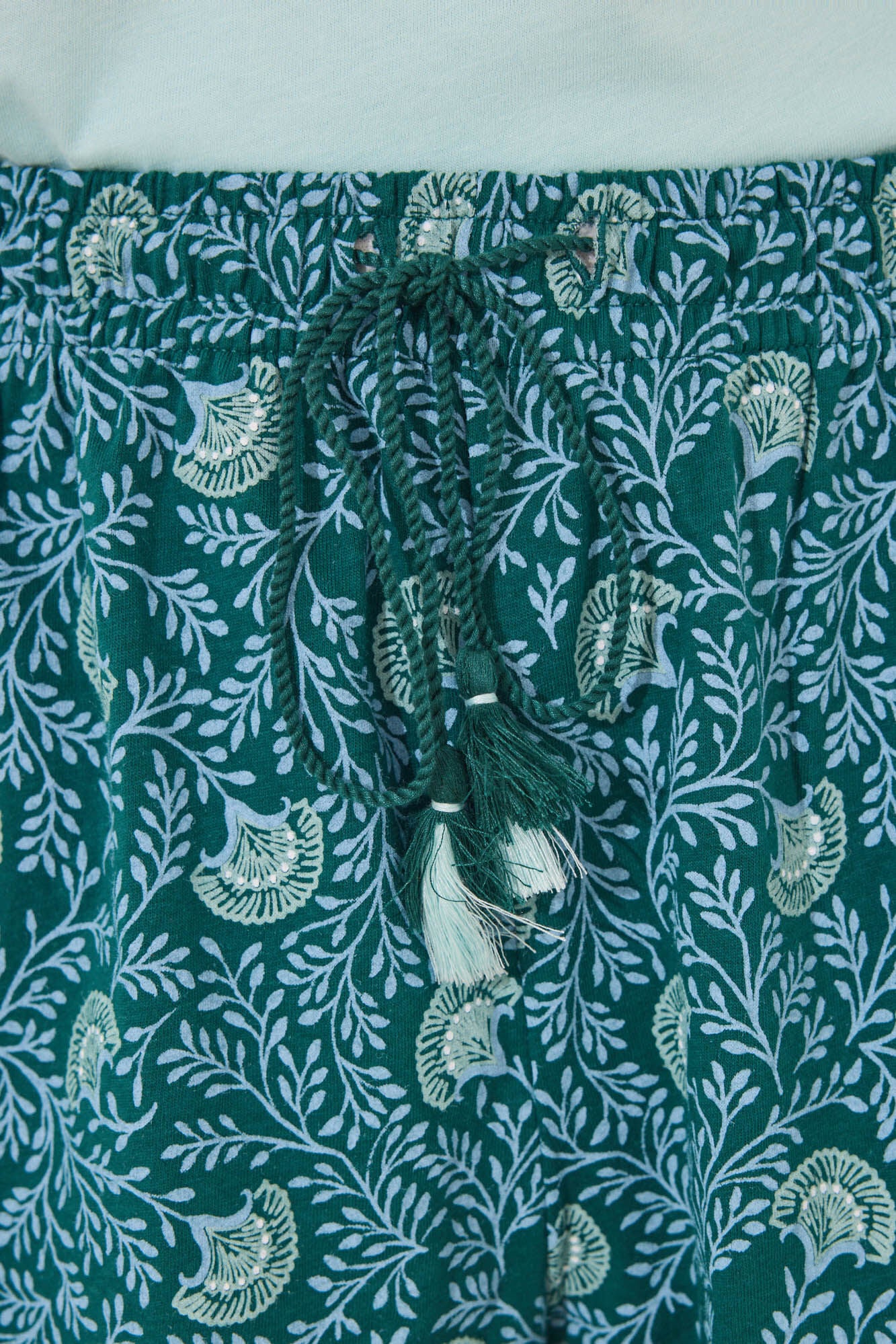 Short pyjamas 100% cotton green flowers