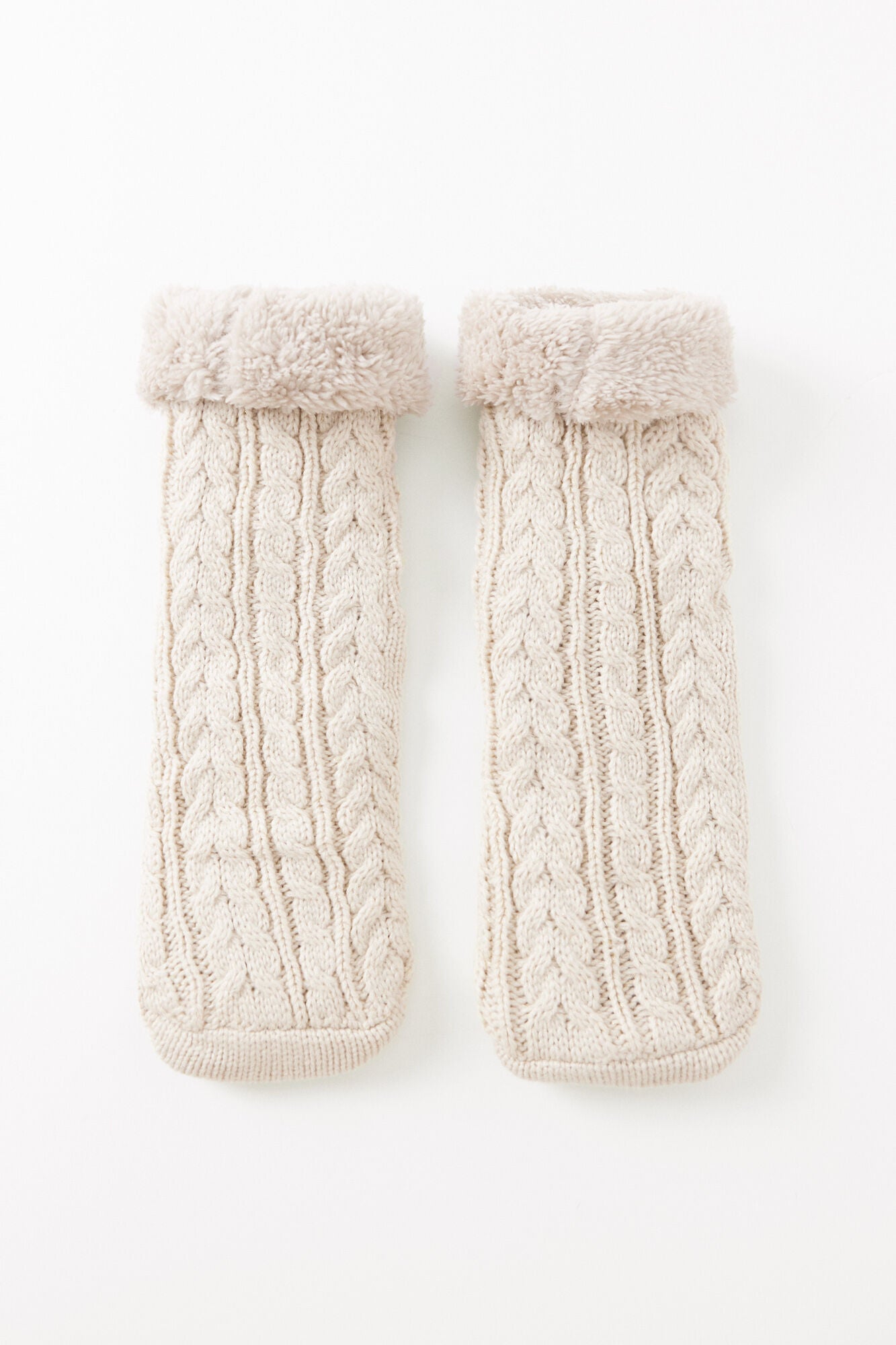 Beige fur boot socks