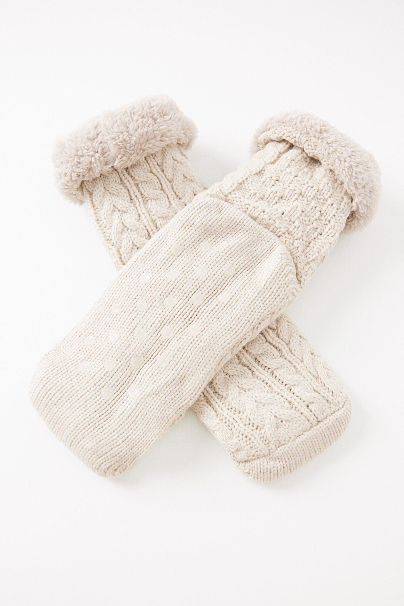 Beige fur boot socks