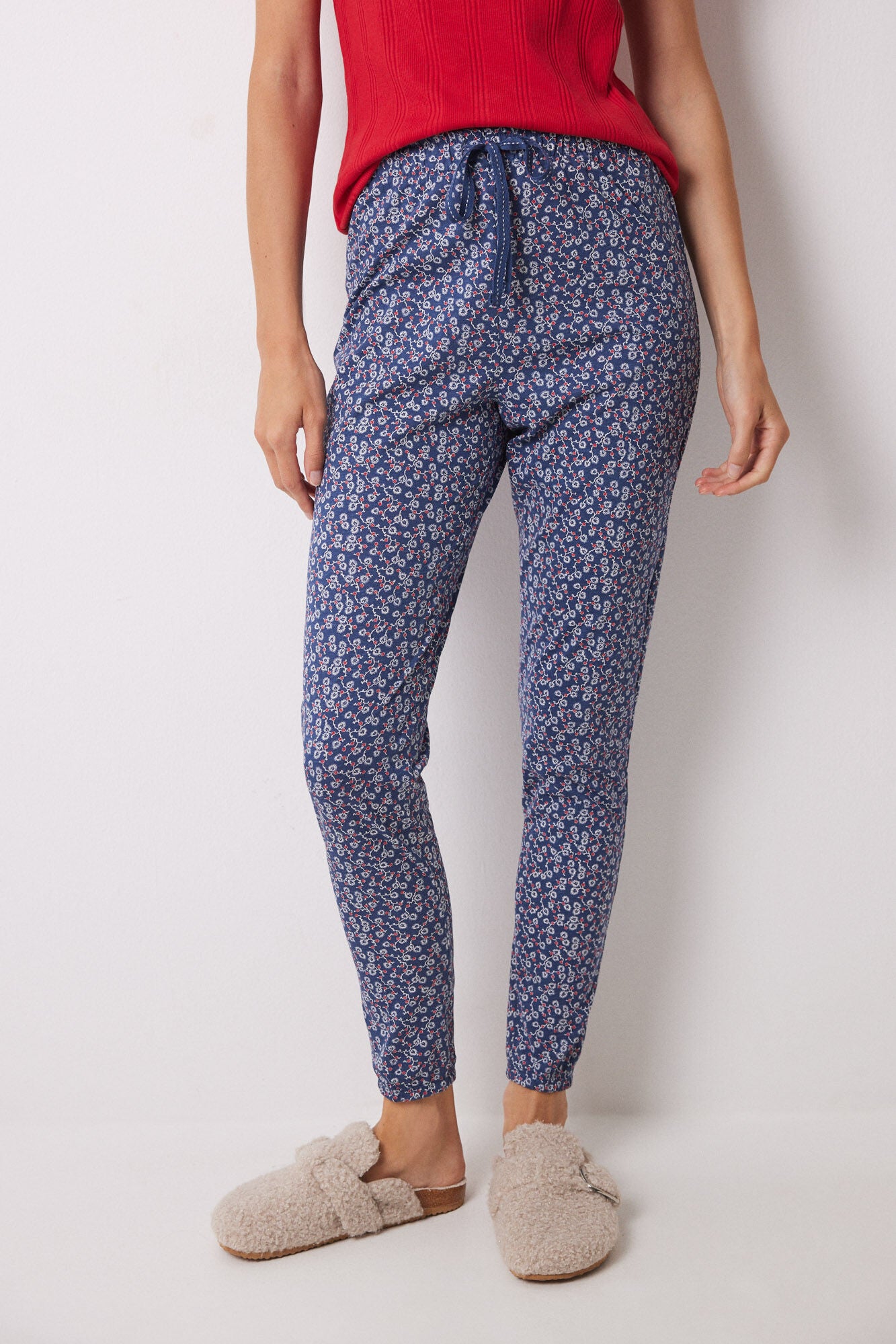 Skinny cotton flower pyjamas pants