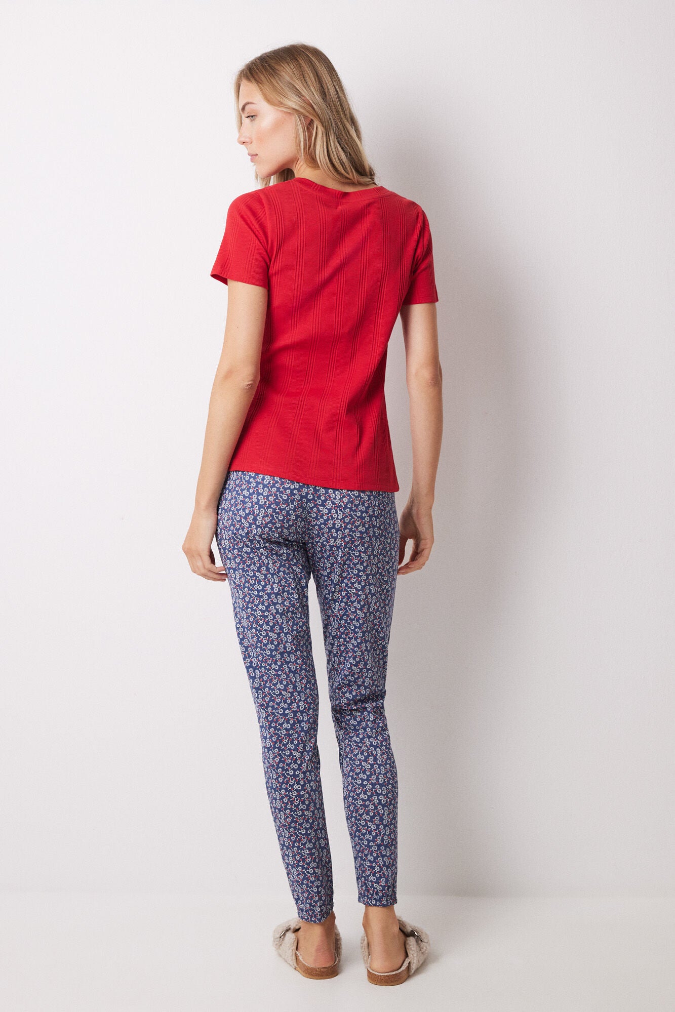 Skinny cotton flower pyjamas pants