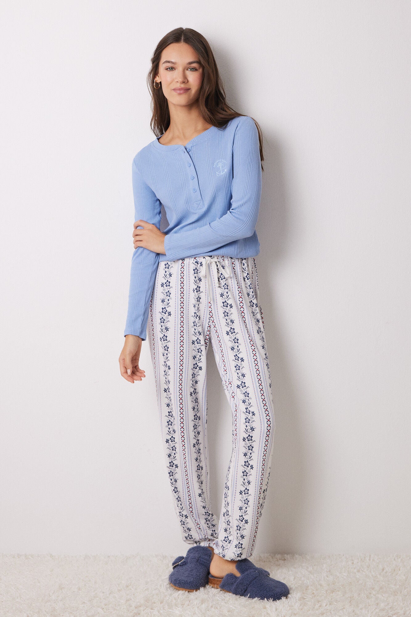 Striped flower pyjamas pants