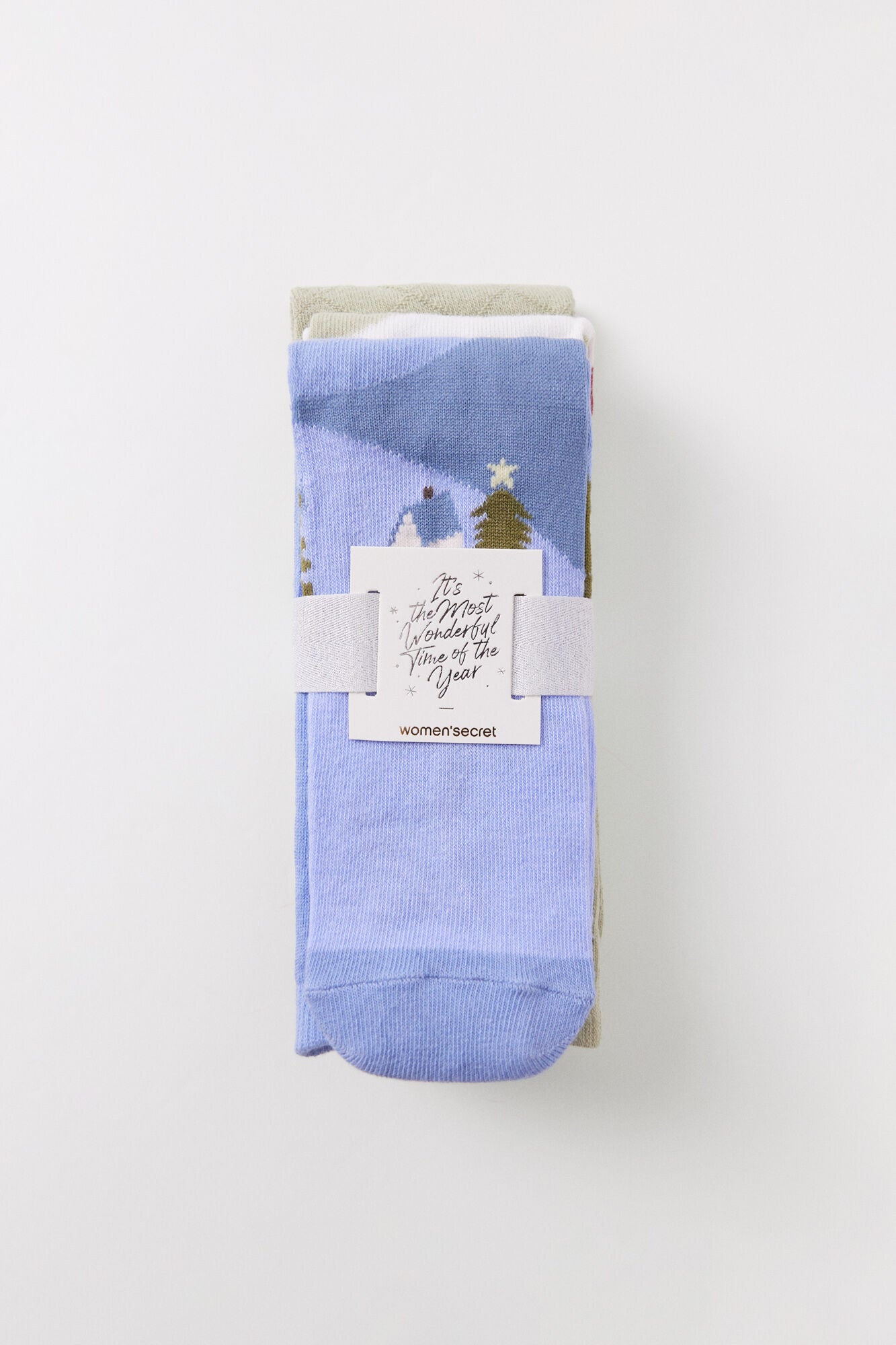 Pack of 3 snowy landscape high socks