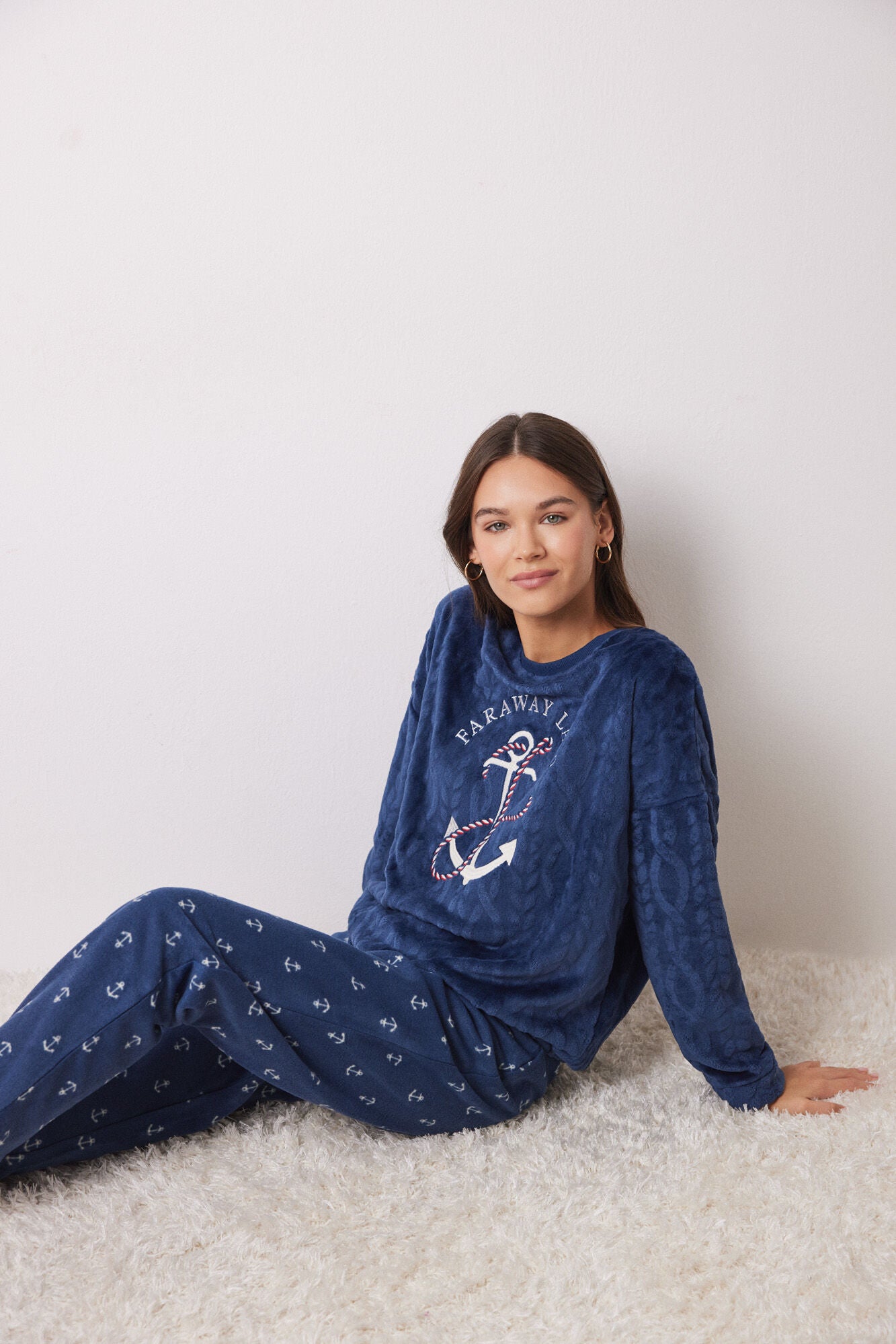 Long fur and soft fleece fleece pajamas