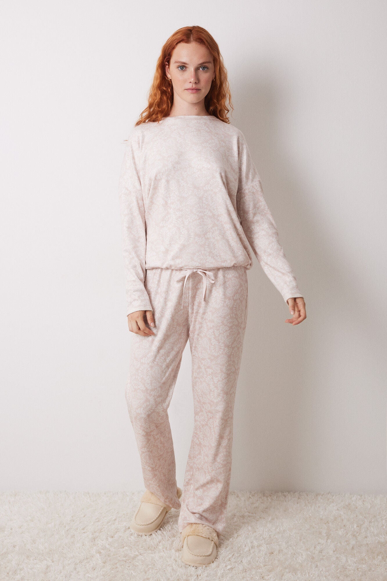 Long pink velvet pyjamas