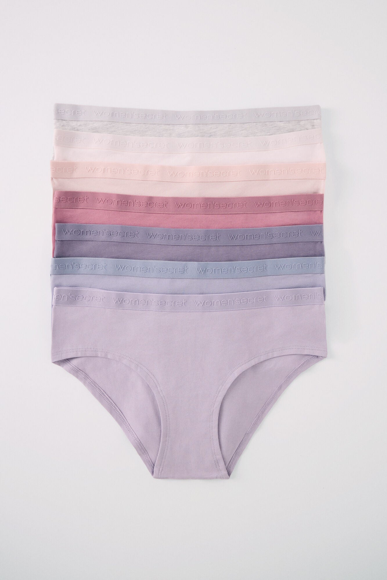 Pack of 7 classic cotton panties in pink tones