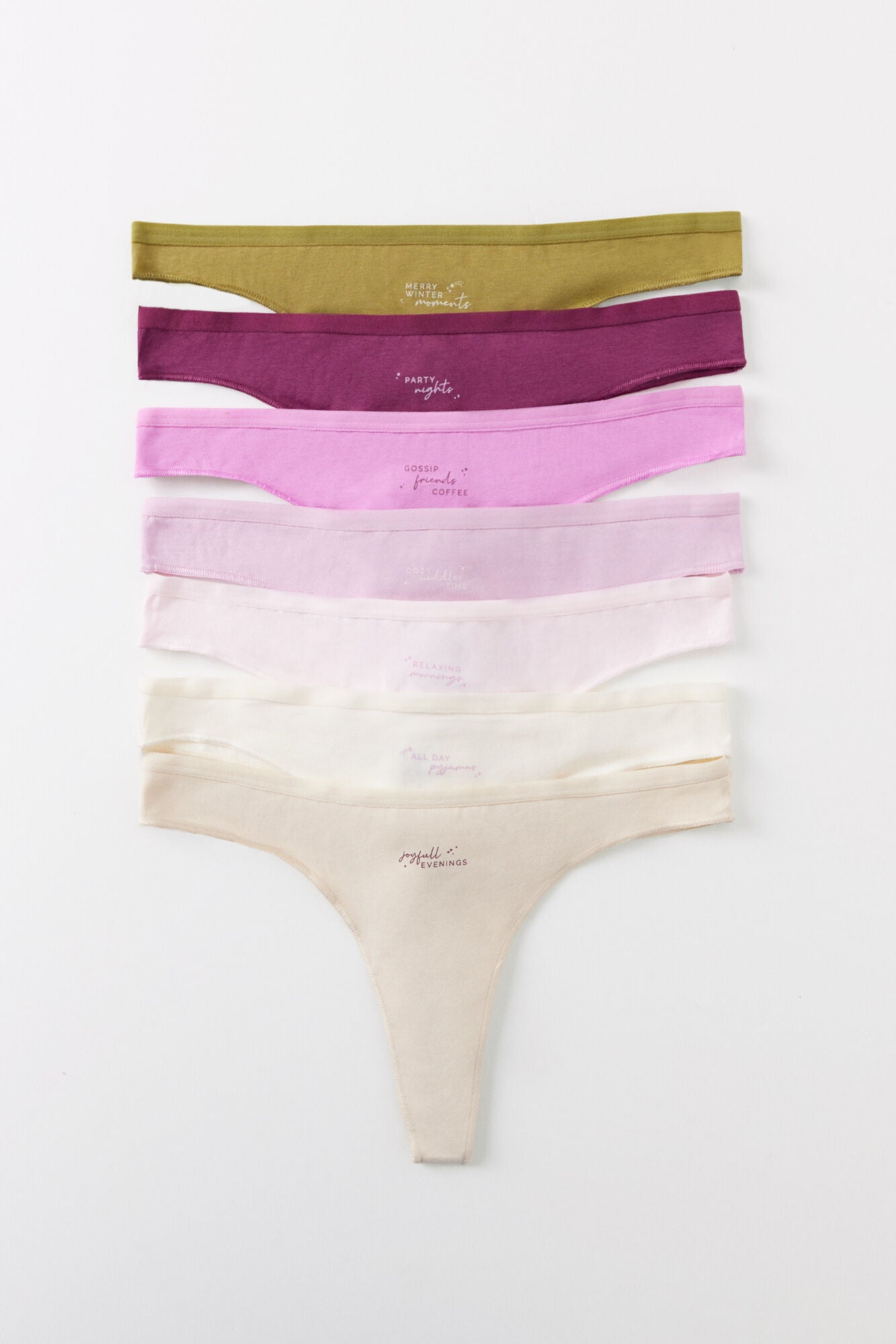 Pack of 7 cotton message thongs